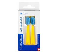 Curaprox CS 5460 Recambio De Viaje, Paquete 2, Amarillo-Azul, Suiza | Cabezales De Cepillo Para Set De Viaje, Elimina La Placa Ultra Suavemente