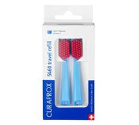 Curaprox CS 5460 Recambio De Viaje, Paquete 2, Azul-Rojo, Fab. Suiza | Cabezales De Cepillo Para Set De Viaje, Elimina La Placa Ultra Suavemente