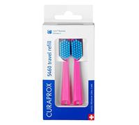 Curaprox CS 5460 Recambio De Viaje, Paquete 2, Rosa-Azul, Fab. Suiza | Cabezales De Cepillo Para Set De Viaje, Elimina La Placa Ultra Suavemente