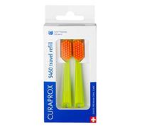 Curaprox CS 5460 Recambio De Viaje, Paquete 2, Verde-Naranja, Suiza | Cabezales De Cepillo Para Set De Viaje, Elimina La Placa Ultra Suavemente