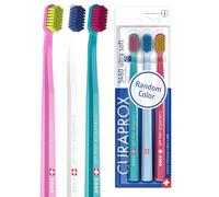 Curaprox Juego de Cepillos Dentales CS 5460 - Paquete de 3 Cepillos Dentales Manuales Ultra Suaves para Adultos 5460 con Cerdas CUREN Super Suaves - Color Aleatorio