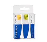 Curaprox Hydrosonic Sensitive - Cabezales para cepillo de dientes sónico, color amarillo y verde