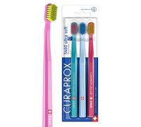 Curaprox Juego de Cepillos Dentales CS 5460 - Paquete de 3 Cepillos Dentales Manuales Ultra Suaves para Adultos 5460 con Cerdas CUREN Super Suaves - Color Aleatorio