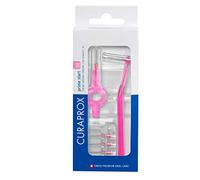 Juego de cepillos interdentales Curaprox CPS 08 prime start, juego de iniciación con 5 cepillos, 2 soportes diferentes, rosa, 0,8 mm de diámetro, 3,2 mm de eficacia
