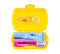 Curaprox Set De Viaje, Amarillo, Fabricado En Suiza | Cepillo CS 5460 Con Pasta 'Be You', 2 Cepillos Interdentales CPS Prime 07 Y 09, Kit Dental 9.5X6cm