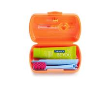 Curaprox Set de Viaje, Naranja, Hecho en Suiza | Cepillo CS 5460 con Pasta Dental 'Be You', 2 Cepillos Interdentales CPS Prime 07 y 09, Kit 9,5 x 6 cm