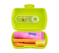 Curaprox Set De Viaje, Verde, Fabricado En Suiza | Cepillo CS 5460 Con Pasta 'Be You', 2 Cepillos Interdentales CPS Prime 07 Y 09, Kit Dental 9.5X6cm