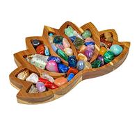 Curawood Bandeja de Cristal de Loto para Piedras - Soporte y Estante de Exhibición, Cuenco Organizador para Cristales