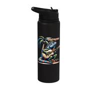 Curazao Iguana Tocando Guitarra Bajo Un Palmera Stainless Steel Insulated Water Bottle