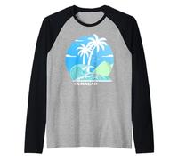 Curazao Palmeras en una Isla del Caribe Camiseta Manga Raglan