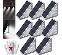 Curb Appeal Lights,2024 New Triangle Solar Step Lights,Instant Curb Appeal,Step Solar Lights Waterproof,Ip67 Waterproof Outdoor Solar Sensor Lights For Steps,Stair,Patio,Yard (White, 8PCS)