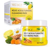 Cúrcuma Ácido Kójico Almohadillas Limpiadoras 50Pcs, Turmeric Kojic Acid Cleansing Pads, Almohadillas Exfoliantes De Cúrcuma, Lucha Contra El Acné, hidrata, equilibra el aceite y el agua