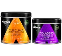 Cúrcuma con Jengibre, Pimienta Negra y PROBIÓTICOS + Colágeno Hidrolizado Puro - Fórmula Avanzada - Antiinflamatorio y Cuidado de la Piel - Colágeno para las Articulaciones Fuertes- Aldous