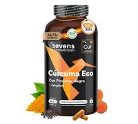 Cúrcuma con Jengibre y Pimienta Negra - 1410 mg por Dosis - 365 Cápsulas Formato Ahorro XL - Cúrcuma ECO en Cápsulas Veganas - Antiinflamatorio Natural - Apoyo Óseo y Articular - Sevens