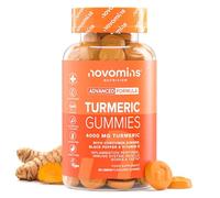 Cúrcuma con Jengibre y Pimienta Negra - 4000mg Curcuma - 60 Gominolas - Ultraconcentrada (95% Curcumina) - Vegano y Sin Gluten - Cúrcuma con Pimienta Negra para el Soporte de Articulaciones - Novomins