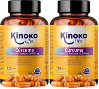 Cúrcuma con Jengibre y Pimienta Negra Extracto de Cúrcuma 20:1 con Boswellia Vitamina C y Cobre 120 Cápsulas Vegetales Kinoko Life (Paquete de 2)