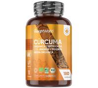 Cúrcuma con Jengibre y Pimienta Negra Orgánica 1520mg, 180 Cápsulas - Fuente Natural de Curcumina y Piperina para 3 Meses de Suministro, Vegano, Sin OGM ni Gluten, Con Certificación Orgánica