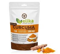 Cúrcuma con Pimienta negra (Piperine) 100% NATURAL de Elikafoods® 120 cápsulas vegetales de 500 mg. Potente antiinflamatorio y antioxidante natural. Sin aditivos ni estimulantes artificiales.
