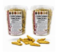 Cúrcuma Fingers Entera 1 kg (2 Botes de 500 g) - Raíz de Cúrcuma Natural Seca - Origen India - Especia para Cocina, Infusiones y Molido