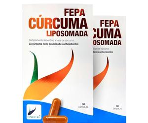 Cúrcuma Liposomada FEPA - 60 Cápsulas Pack de 2 - Complemento Alimenticio con Curcumina en Tecnología Liposomada - Con Curcuminoides de Origen Natural - Bienestar General y Rutina Diaria - Fepadiet