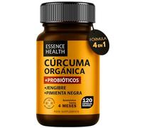 Cúrcuma Orgánica 4500 mg | Probióticos y Jengibre | Antiinflamatorio Articular y Digestivo | Curcumina 95% Alta Concentración | Máxima Absorción con Pimienta Negra | 120 Cápsulas Veganas