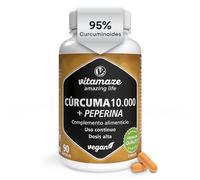Cúrcuma Premium 10.000 mg (95%) + Bioperina (Pimienta Negra de Mayor Absorción) - Alta Dosis - Sólo 1 Cápsula al Día - Para 3 Meses - Vegano y Sin Aditivos - Made in Europe Vitamaze