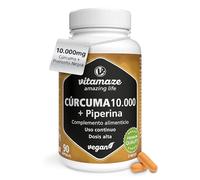 Cúrcuma y Pimienta Negra (10.000mg Cúrcuma + Bioperina de Mayor Absorción), Alta Dosis en Sólo 1 Cápsula al Día, 3 Meses, Vegano y Sin Aditivos, Fabricado en Alemania, Vitamaze