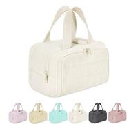 Cureaway Travel Bag, Cureaway Travel Cosmetic Bag, Curetoaway Large Capacity Wide-Open Travel Cosmetic Bag,Open Flat Toiletry Bags, Dry-and-Wet Separation (Beige)