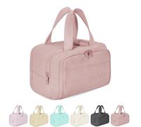 Cureaway Travel Bag, Cureaway Travel Cosmetic Bag, Curetoaway Large Capacity Wide-Open Travel Cosmetic Bag,Open Flat Toiletry Bags, Dry-and-Wet Separation (Pink)