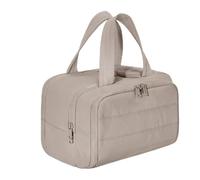 Cureaway Travel Cosmetic Bag, Cureaway Large Capacity Wide-Open Travel Cosmetic Bag, Waterproof Portable Pouch Open Flat Toiletry Bags, Dry-and-Wet Separation (Khaki)