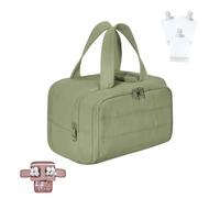 Cureaway Travel Cosmetic Bag, Cureaway Large Capacity Wide-Open Travel Cosmetic Bag, Waterproof Portable Pouch Open Flat Toiletry Package with Divider and Handle (Green)