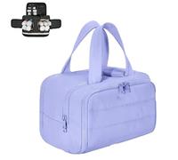 Cureaway Travel Cosmetic Bag, Cureaway Travel Bag, Large Capacity Wide-Open Travel Cosmetic Bag, 4-In-1 Waterproof Multi-Functional Toiletry Travel Wash Bag for Women (Purple)