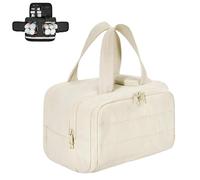 Cureaway Travel Cosmetic Bag, Cureaway Travel Bag, Large Capacity Wide-Open Travel Cosmetic Bag, 4-In-1 Waterproof Multi-Functional Toiletry Travel Wash Bag for Women (Beige)