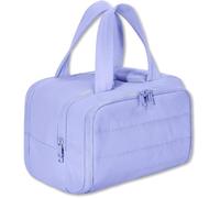 Cureaway Travel Cosmetic Bag, Large Capacity Wide-Open Travel Cosmetic Bag, 4-In-1 Puffy Multi-Functional Toiletry Bags, Waterproof Open Flat Toiletry, Dry and Wet Separation (Purple)