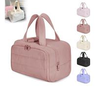 Cureaway Travel Cosmetic Bag, Large Capacity Wide-Open Travel Cosmetic Bag. 4-In-1 Puffy Multi-Functional Toiletry Bags, Suitable for Daily Travel and outings (Pink)