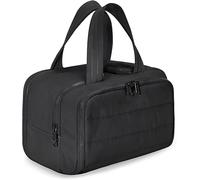 Cureaway Travel Cosmetic Bag, Large Capacity Wide-Open Travel Cosmetic Bag, 4-In-1 Puffy Multi-Functional Toiletry Bags, Waterproof Open Flat Toiletry, Dry and Wet Separation (Black)