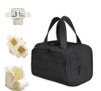 Cureaway Travel Cosmetic Bag, Large Capacity Wide-Open Travel Cosmetic Bag, Curetoaway Toiletry Bag, Waterproof Portable Pouch Open Flat Toiletry Bags, Dry-and-Wet Separation (Black)