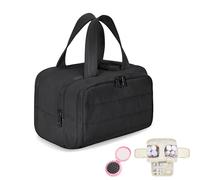 Cureaway Travel Cosmetic Bag, Large Capacity Wide-Open Travel Cosmetic Bag, Puffy Cosmetic Makeup Bags Organizer with Handle for Accessories, Essentials, Toiletries (Black)