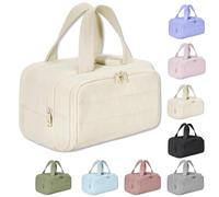 Cureaway Travel Cosmetic Bag, Large Capacity Wide Open Travel Cosmetic Bag, Waterproof Portable Pouch Open Flat Toiletry Bags, Dry-and-Wet Separation (#2)