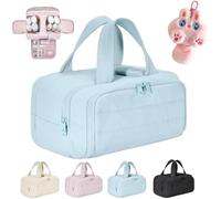 Cureaway Travel Cosmetic Bag,Lightweight Waterproof 4-In-1 Puffy Multi-Functional Toiletry Bag For Women,Large Capacity Wide-Open Travel Cosmetic Bag,Portable Hanging Organizer (Blue-c, Same Size)