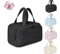 Cureaway Travel Cosmetic Bag, Toiletries Travel Bag, 0.6lb Lightweight Large Capacity Wide-Open Cosmetic Bag with Handle for Traveling, Accessories, Toiletries (Black)