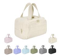 CureawayTravel Bag,4-in-1 Puffy Multi-Functional Toiletry Bag for Women,Large Capacity Wide-Open Travel Cosmetic Bag,For Womentraveling, Essentials Toiletries (White)