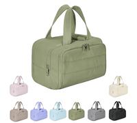CureawayTravel Bag,4-in-1 Puffy Multi-Functional Toiletry Bag for Women,Large Capacity Wide-Open Travel Cosmetic Bag,For Womentraveling, Essentials Toiletries (Green)
