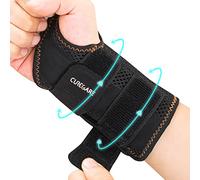 CURECARE Muñequera Cómoda, Muñequera para Túnel Carpiano para Dormir, Muñequera Tendinitis Muñeca con 2 Correas Ajustables para Esguince de Muñeca, Recuperación de Lesiones (Izquierda-Negro, S/M)