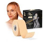 CureTape Beauty Cinta Kinesiológica | Cinta facial antiarrugas | Cinta de elevación facial para tonificar, reafirmar y tensar la piel (beige claro, 1'' X 16'.)