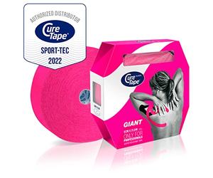 CureTape Classic Giant: Rollo Extra Grande de Cinta Kinesiológica | 5cm x 31.5m | Cinta Hipoalergénica| Vendaje para Alivio del Dolor, Soporte Muscular y Articular | Gran Adhesión | Rosa