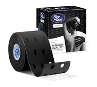 CureTape Punch | Rollo de Cinta Kinesiológica Perforada 5cmx5m | Drenaje Linfático | Dolor en Articulaciones, Rodillas, Tobillos y Hombros | Cinta Médica Resistente al Agua (Negro)