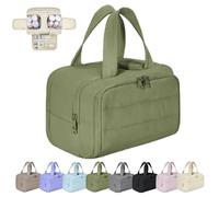 Curetoaway Bolsa de Viaje, Curetoaway Bolsa de Viaje de Gran Capacidad para Cosméticos, Impermeable y Portátil, con 4 Compartimentos y Asa (Green)