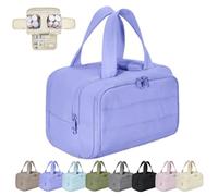 Curetoaway Bolsa de Viaje, Curetoaway Bolsa de Viaje de Gran Capacidad para Cosméticos, Impermeable y Portátil, con 4 Compartimentos y Asa (Light Purple)