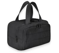 Curetoaway Travel Cosmetic Bag, Cureaway Large Capacity Wide-Open Travel Cosmetic Bag, Compact Travel Toiletry Bags, with 4 Compartments and Dry-Wet Separation (Black)
